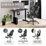 Takeda Corporation GMES-01-3DBK Gaming Chair with Reclining Ottoman, Black/Camouflage, 27.6 x 26.2 x 52.0 inches (70 x 66.5 x 133 cm)