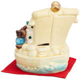 Ale-net Shichifuku Cat Treasure Ship Cream Coloured Curb Luck Lucky Cat Pottery Seto Yaki