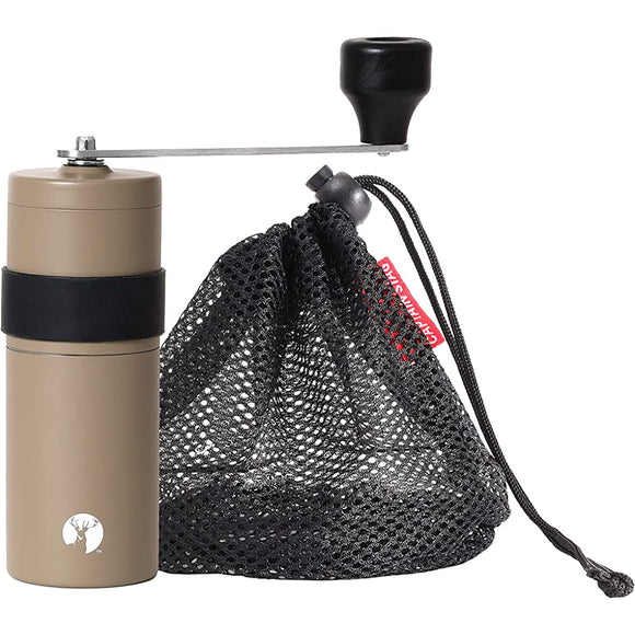 Captain Stag UW-3547/UW-3548 Coffee Mill, Made in Japan, Ceramic Blade, Small, 18-8 Stainless Steel, Mesh Case