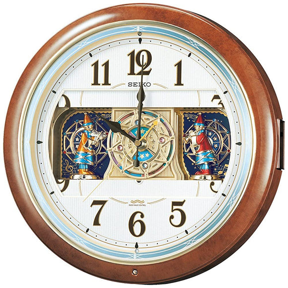 Seiko clock wall clock Atomic Analog from young 6 Songs Melody Brown Marble Pattern re559h Seiko