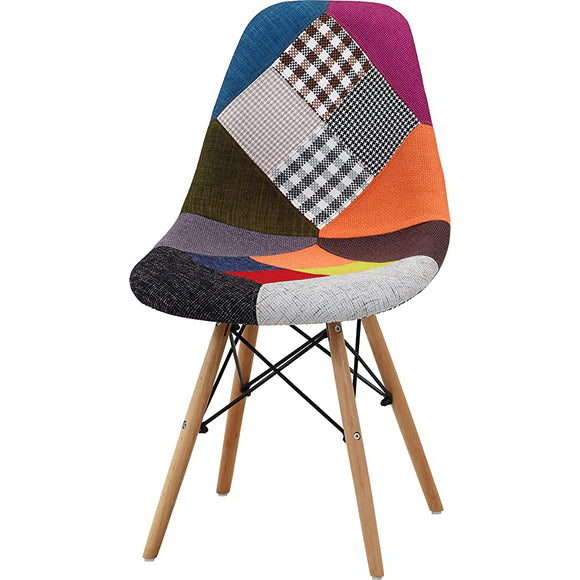 Fuji Boeki 70586 Eames Chair, Width 20.1 x Depth 18.1 x Height 32.3 inches (51 x 46 x 82 cm), Mix, Dining Chair, Shell Shape, Patchwork, Small