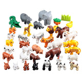 clickclack Lego Blocks Compatible Animal Blocks 37 Pieces + Large Wood Set Lego Duplo Compatible
