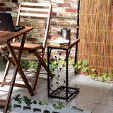 Kuai Iron Wooden Top Plate, Side Table, Steel Frame, Width 12.2 x Depth 8.3 x Height 20.9 inches (31 x 21 x 53 cm), Walnut