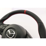 KENSTYLE (Kenstyle) Original Steering MA08 Mazda Demio (DJ series) 2014/9 ~ 2016/10 Black Leather/Red Line (Red Stitch) All Nappa Leather