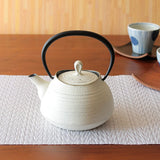Southern Ironware Teapot: Ten Casting Hall teapot Basting Eyes Hakeme 0.6l Premium Ivory w15xd13xh17 (cm)