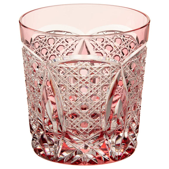 Kagami Crystal T577-1917CAU Rock Glass, Red, 9.5 fl oz (280 cc), Edo Kiriko, Traditional Craftsman Akio Kimura