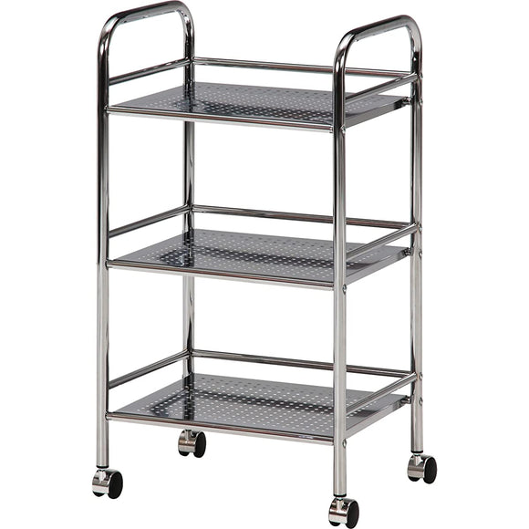 Fuji Trading Kitchen Wagon 3 steps Width 40cm with silver casters 93397