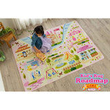 Sayansayan Kids Girls Washable Rug Mat Road Map Girl 74.8 x 74.8 inches (190 x 190 cm), 2 Tatami Mats, Pink