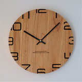 Wall Clock, Solid Natural Wood, Interior, Natural Wood, Analog, Round, Continuous Second Hand, Quiet, Living Room, Bedroom, Office, 11.8 inches (30 cm) (A. Modern Style)