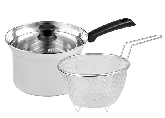 Pearl Metal HB-4499 Single-Handed Pot, Silver, 7.1 inches (18 cm), Stainless Steel Glass Lid Included, Strainer, Verneige