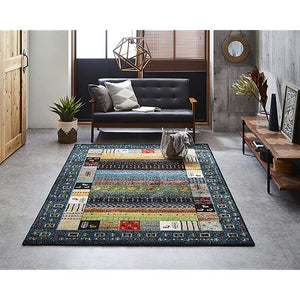 Ikehiko #2371009 Wilton Weave Carpet, Ibiza, Approx. 31.5 x 55.1 inches (80 x 140 cm), Navy, Antibacterial, Odor Resistant, Rug, Mat