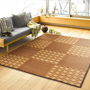 Hagiwara Igusa Compact Rug, Backing, Brown, Approx. 70.9 x 70.9 inches (180 x 180 cm), "Kihachi", Thick, Water Repellent, Mold, Deodorizing, Anti-Slip, Foldable