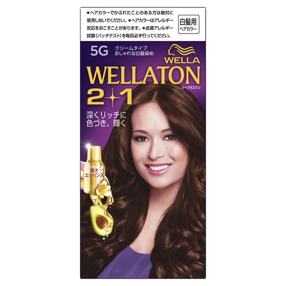 Wellatone 2+1 cream type 5G natural warm brown gray hair dye deep hair color rich shine quasi-drug
