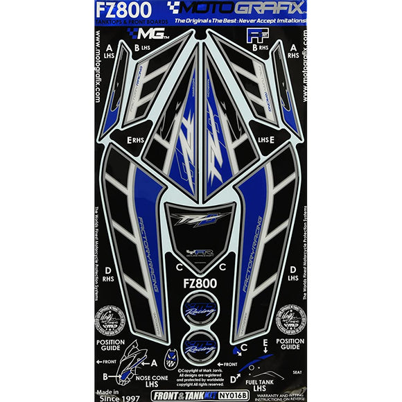 Motografix (MotoGurafikkusu) Body Pads FZ8 10 - Front, Black/Blue/White, Mt - NY016B