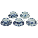 LARGE Easta Ceramics Bluer Rin HALL 5 Customer Coffee Cup & Saucer Set -