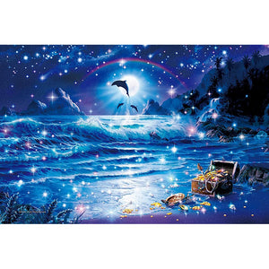 1000 Piece Glowing Jigsaw Puzzle, Master of the Puzzle Lassen, Fantastic Ocean, 19.7 x 29.5 inches (50 x 75 cm)