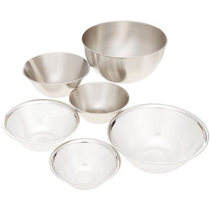 Sori Yanagi 6-Piece Stainless Steel Bowl and Strainer Set - 6.2/7.3/9.1 Inches (16/19/23cm)