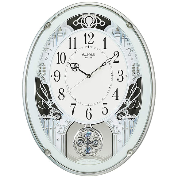 Rhythm 4MN523RH05 Wall Clock, Radio Clock, Analog, Small World Prorod, 18 Songs, Melody, Pendulum, Green, Small World