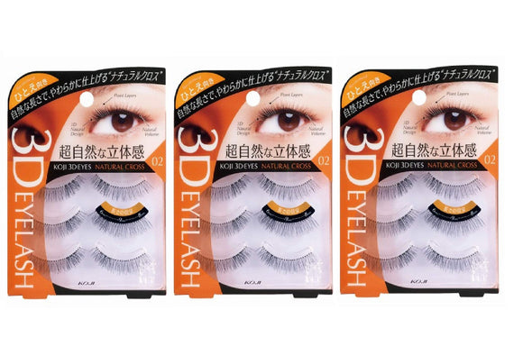 3D EYES Eyelash 02 Natural Cloth (One Face) 2TE6302 Set of 3