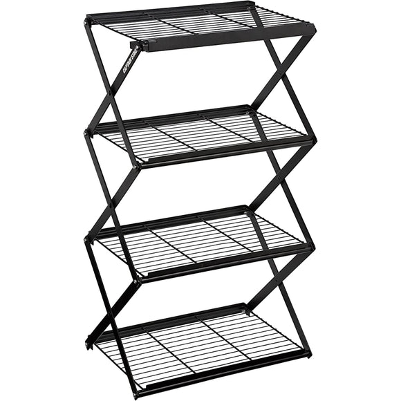 Captain Stag UP-2697/UP-2703/UP-2706 Field Rack Rack, Storage Shelf, Shelves, 3 Tiers, 4 Tiers, MOVE Rack, W 18.1 inches (460 mm), 2 Adjustable Heights, Black, Framework