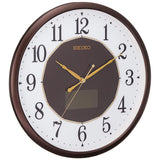 Seiko Clock SF241B Wall Clock, Hybrid Solar, Radio Waves, Analog, Brown, Metallic