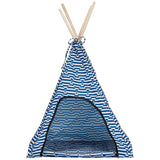 Maruwa Trading Funny Field Teepee Tent, Border Navy, Size: W50 D50 H72 4008318-02
