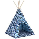 Maruwa Trading Funny Field Teepee Tent, Border Navy, Size: W50 D50 H72 4008318-02