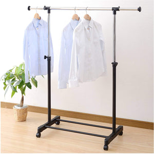 Yamazen Hanger Rack Width 86-133 x Depth 43 x Height 90-150.5 cm With casters Vertical expansion and contraction Extendable sidebar assembly Black MKS-SS (BK) (S)