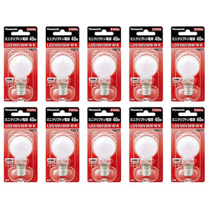 PANASONIC LDS100V36WWK Mini Krypton Light Bulb, 40 W, White, Set of 10