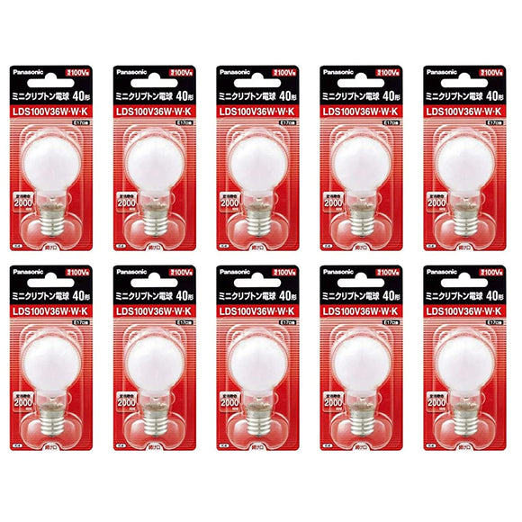 PANASONIC LDS100V36WWK Mini Krypton Light Bulb, 40 W, White, Set of 10