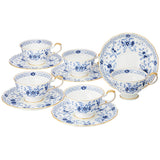 Narumi 9682-6720 Cup and Saucer Set, Milano, Blue, 7.1 fl oz (210 cc), Set of 6, Tea, Made in Japan