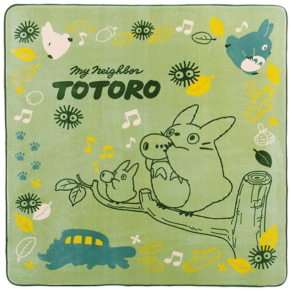 Senko 95954 My Neighbor Totoro, Rhythm, Fluffy Boa Material, Rug, Carpet, Approx. 70.9 x 70.9 inches (180 x 180 cm), Green, Handbag, Totoro