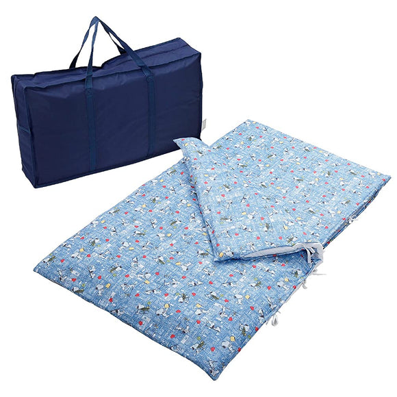 Nishikawa Living 158860007230 Snoopy Nap Comforter Set, 5-Piece Set, Washable, Nursery School, Storage Bag, Convenient to Carry, Twin, Blue, Comic Pattern, Snoopy