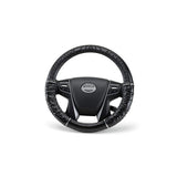 Garson D.A.D HA507-02 Steering Wheel Cover, Royal Steering Cover, Gathered, Medium, Monogram Leather, EMBROIDERY: Black