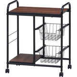 Fuji Boeki 14639 Kitchen Wagon, Storage Wagon, 22.0 inches (56 cm), Black, Brown, Slim, Drawer, Casters Included