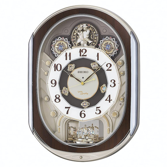 Seiko clock wall clock Atomic Analog from young 40 Songs Melody Rotating Decorative Light Gold Pearl re578b Seiko