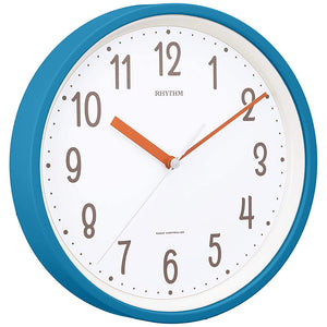 Rhythm Clock Industries Rhythm PLUS 8MYA40NC04 Radio Clock, Wall Clock, Standard Style 143, Continuous Second Hand, Small, For Hanging Storage, Interior Clock, Blue, Diameter 9.8 x 1.7 inches