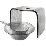 Miyatake Seisakusho BCOS-320 Acrylic Bath Goods, 3 Piece Set, Gray, Bath Chair, Bath Bowl, Hand Pail, Chair Bottom Non-Slip