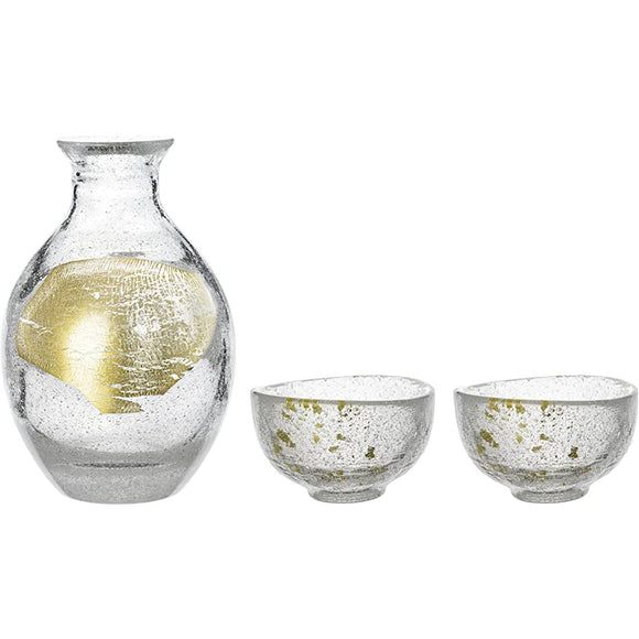 Yoshitani Glass Edo Glass Gold Light Snow Liquor Set YO-2000 Value Maximum Diameter 3.0 inches (7.5 cm) (Base 1.5 inches (3.7 cm) x Height 4.4 inches (11.2 cm), Glass Diameter 2.4 inches (6 cm) x Height 1.4 inches (3.5 cm)