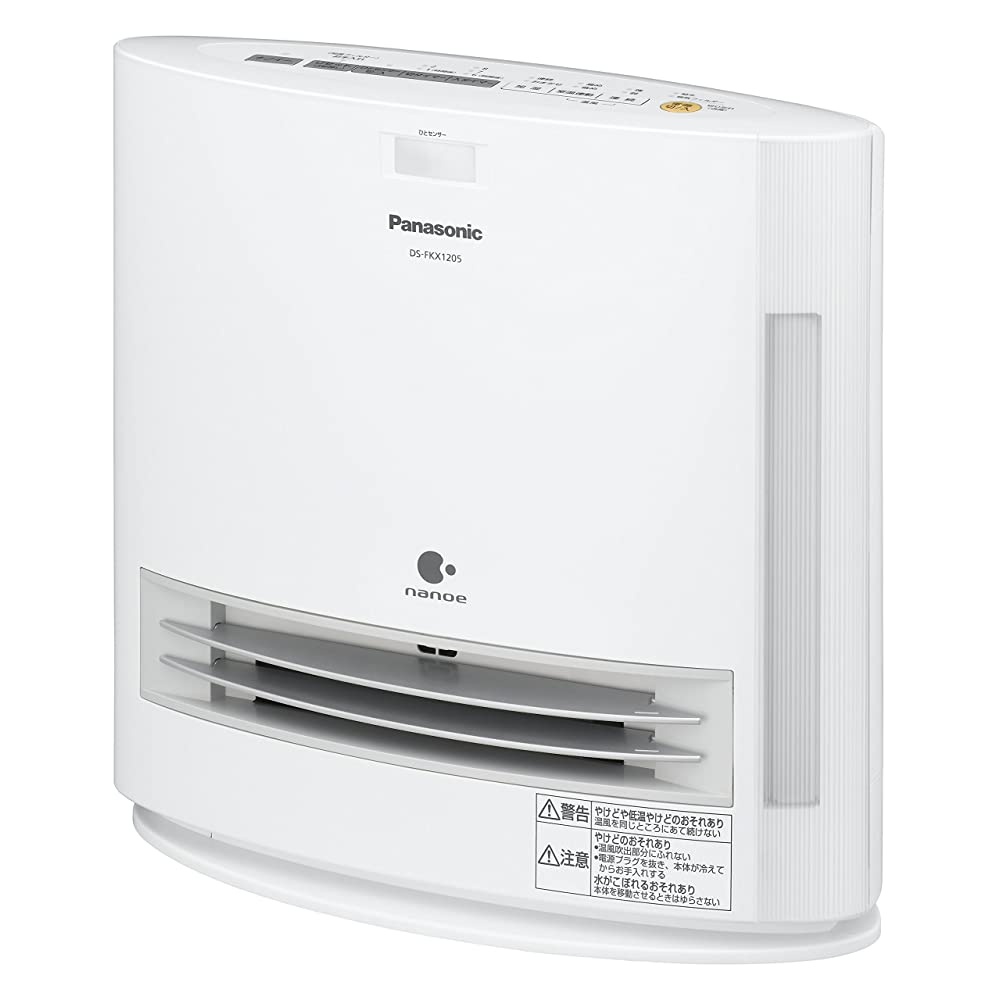 Panasonic DS-FKX1205-W Ceramic Fan Heater, Humidification Function, Single  Sensor, Nanoe Equipped, White