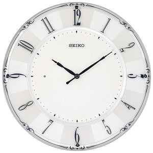 Seiko Clock KX504W Wall Clock, White Pearl, Glossy, Diameter 13.8 x 1.2 inches (35.1 x 3.0 cm)