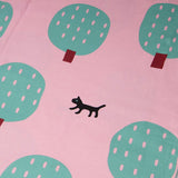 Nishikawa PI01700683P Comforter Cover, Single, Washable, 100% Cotton, Atsuko Matano, Cats, Wood, Easy to Put On and Take Off, Quick Snap, Full Opening Zipper, Double Slider, Made in Japan, Pink