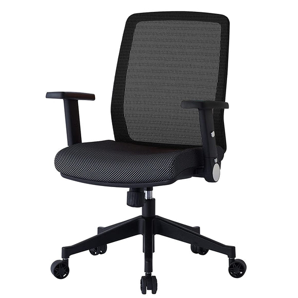 KOIZUMI JG4-301BK Ergonomic Chair, Black, Size: W 26.2 x D 25.8 x H 37.8 - 41.3 inches (665 x 655 x 960 - 1050 mm), Seat Height: 17.3 - 20.9 inches (440 - 530 mm)