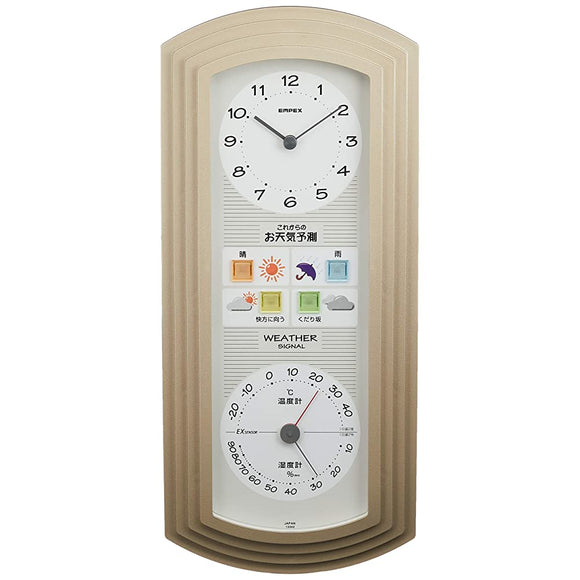 enpekkusu Weather Meter, Temperature and Humidity Meter, uxeza-paru EX Weather Forecast Function Wall Mount Made in Japan Champagne Gold Bw – 5267