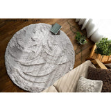 Sayansayan Excellent Mouty II, Washable Shaggy Rug, Round, 74.8 inches (190 cm) Round, Ice Gray