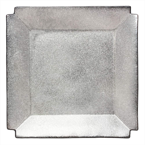 Arita Ware 467205-511 Pottery Kiln Corner Cutting Plate, 9.1 inches (23 cm), Crystal Silver Coating