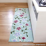 OKA Passion Flower Non-Slip Kitchen Mat, Washable, Made in Japan, Approx. 23.6 x 94.5 inches (60 x 240 cm), Green