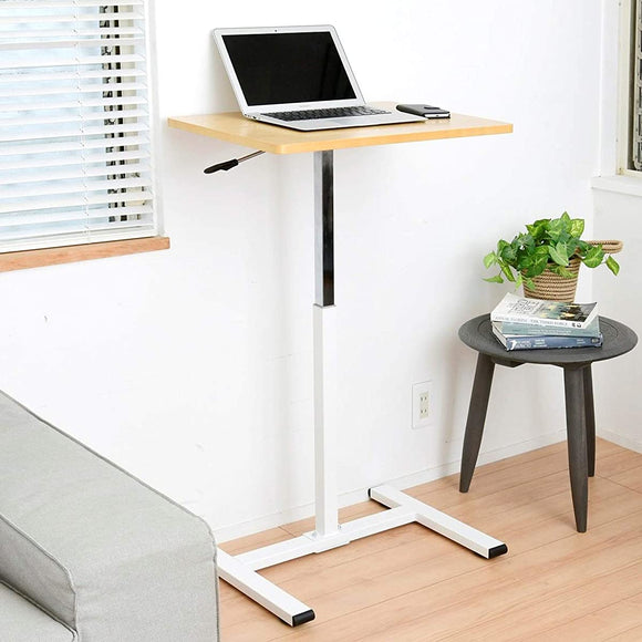 Yamazen KUP-6045 (OAKWH) Height-Adjustable Desk, Seamless and Easy Height-Adjustment, W x D x H 23.6 x 17.7 x 26.4 - 40.2 in. (60 x 45 x 67 - 102 cm), Gas Lift, Standing Desk, Computer Desk, Assembly Required, Oak, Work From Home