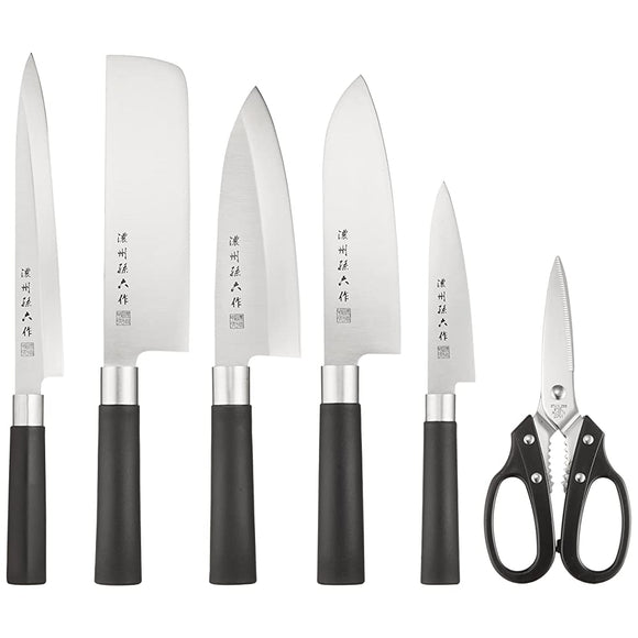 Onshu Sonroku A-100A Cooking Knife Set of 6, Japanese Style Round Pattern