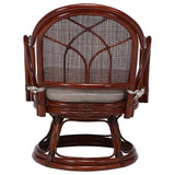 Fuji Boeki 85342 Rattan Chair, Rotating Type, Seat Height 13.0 inches (33 cm), Rattan with Armrests, Brown, Finished Product